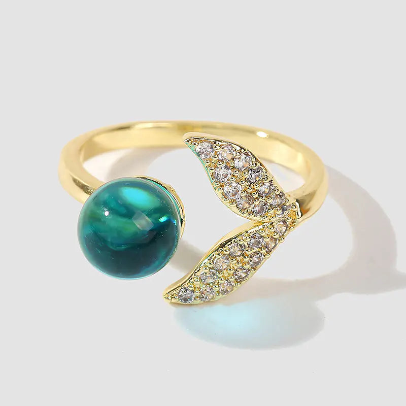 Creative Fashion Ocean Beads Mermaid Tail Ring